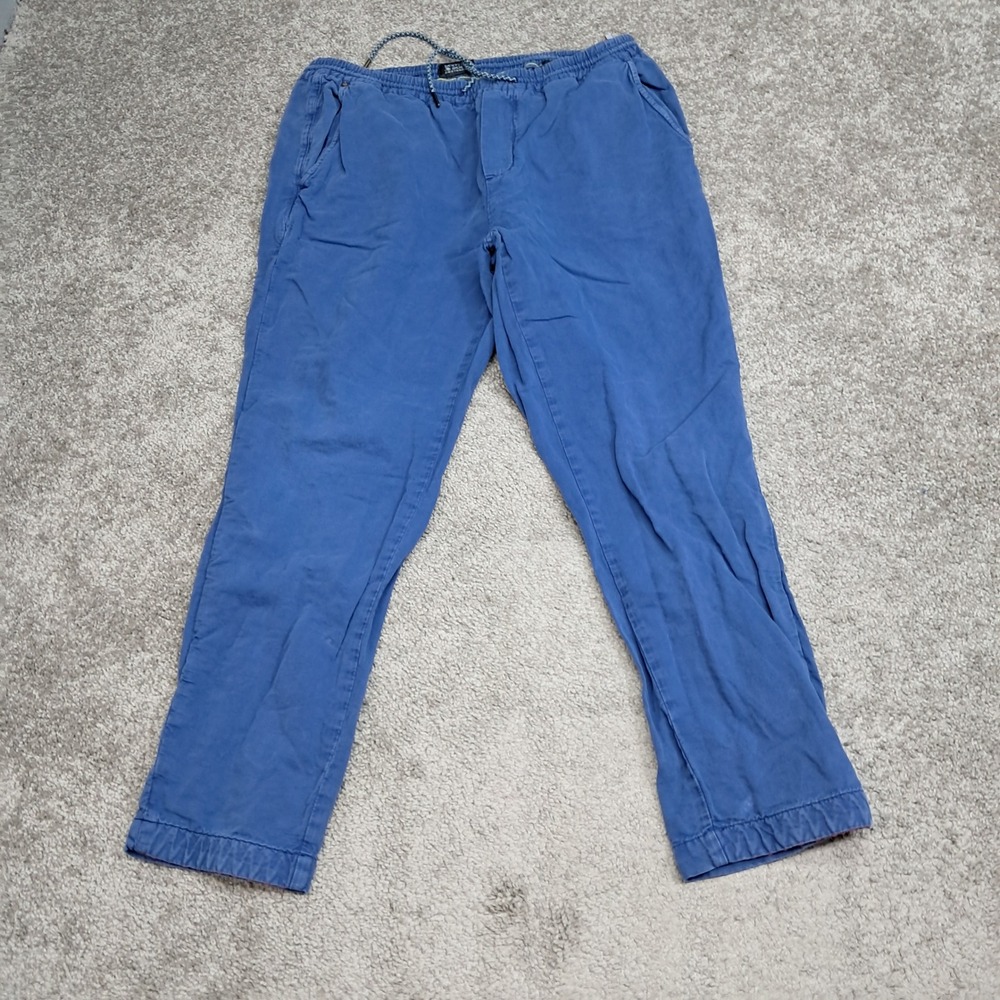 Scotch & Soda Amsterdam Fave Blue Linen Cotton Drawstring Pants Mens 34x27
